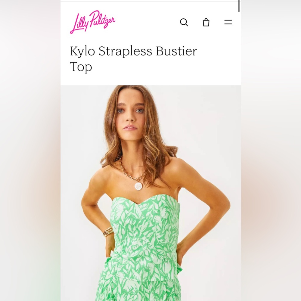 Lilly Pulitzer Kylo Strapless Bustier Top in Green and matching headband NWT